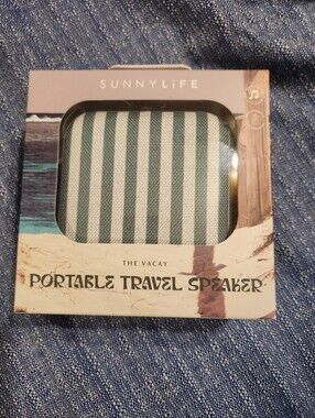 Sunnylife Striped Portable Travel Speaker - Green & White